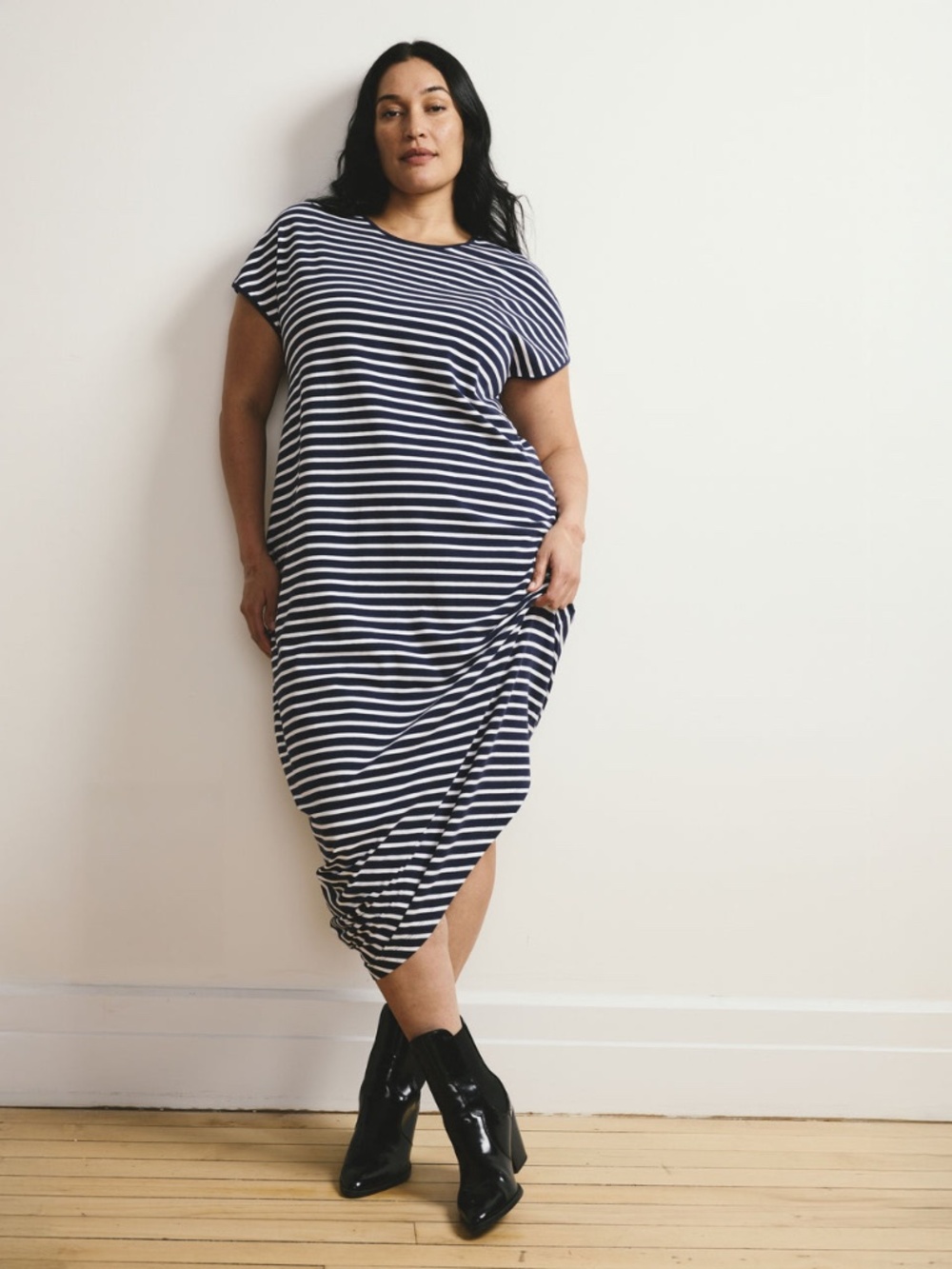 Universal Standard - L (22-24) Iconic Geneva Dress - Midnight/White Stripe